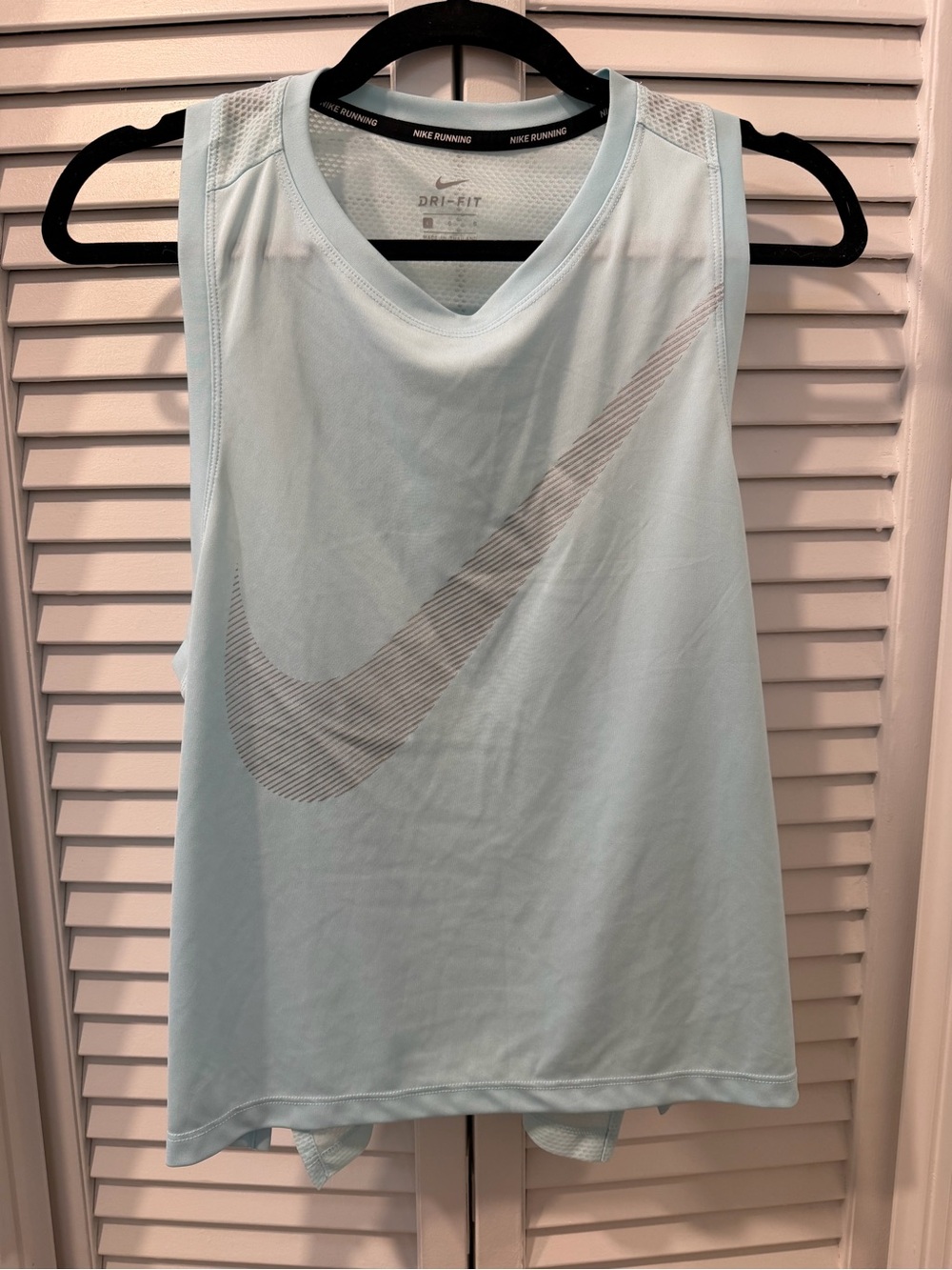 Nike Light Blue Women's Dri-FIT Tank with Large Swoosh